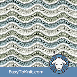 Eyelet Lace 85: Wave | Easy to knit #knittingstitches #eyeletlace