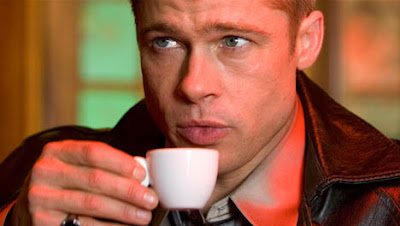 brad pitt enjoying espresso