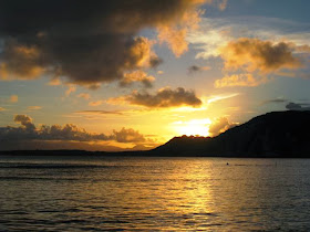 Coucher de soleil à Petit Havre, Guadeloupe