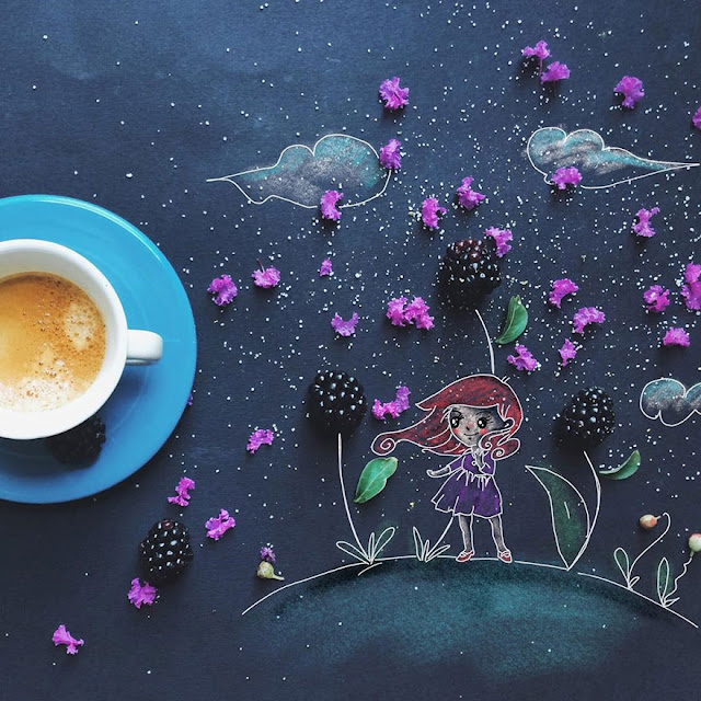 cute illustrations with a cup of coffee