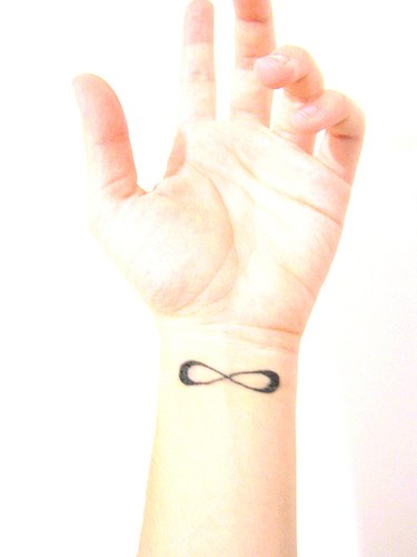 Colorful Infinity Symbol Tattoo. A colorful small size infinity symbol done