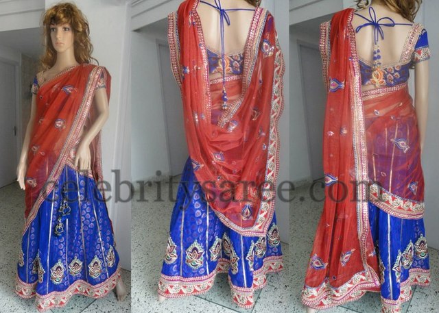 Half Sari with Deep Neck Blouse