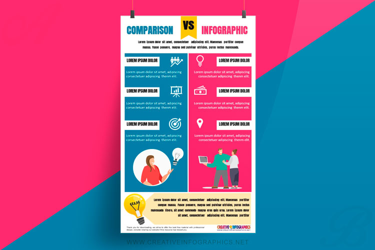 Simple comparative infographic template in Word