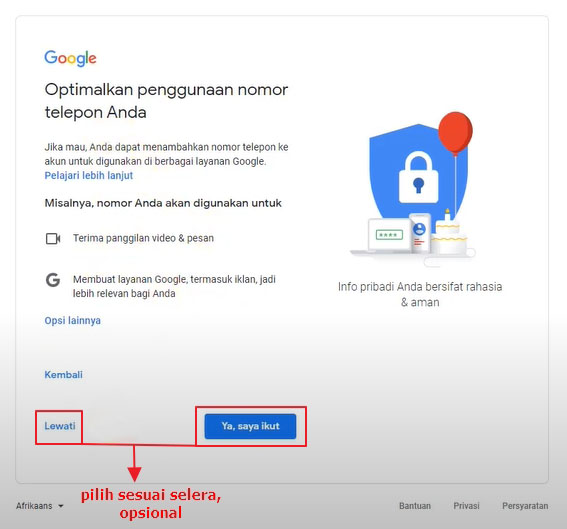 Optimasi nomor HP di gmail