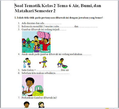 Soal PTS Semester 2 Kelas 2 SD/MI Kurikulum 2013 Tema 6