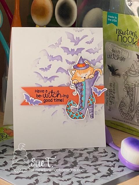 Have a be-witch-ing good time by Sue T. features Witchy Newton and Flying Batty by Newton's Nook Designs; #newtonsnook