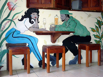 Mural on bar wall in Tobago