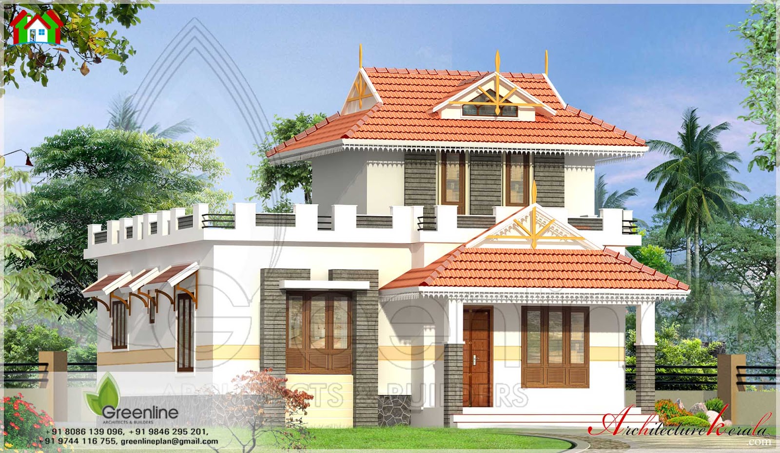  1000  SQUARE  FEET  TRADITIONAL STYLE KERALA  HOUSE  ELEVATION 