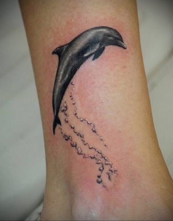 Jumping-Dolphin-Black-Ink-Tattoo
