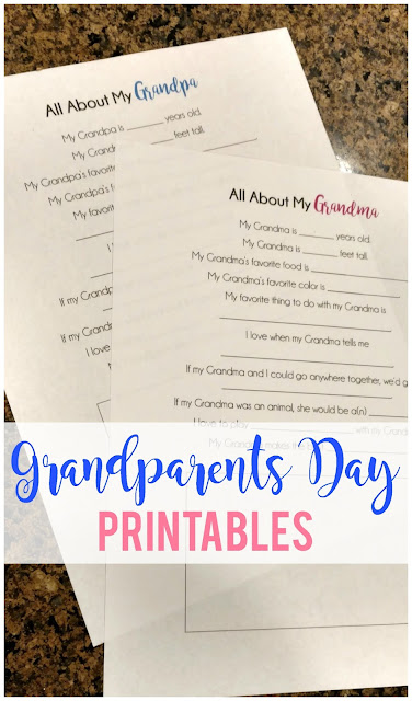 FREE Grandparents Day printables--Print them, fill them out and send them in the mail for a fun surprise!