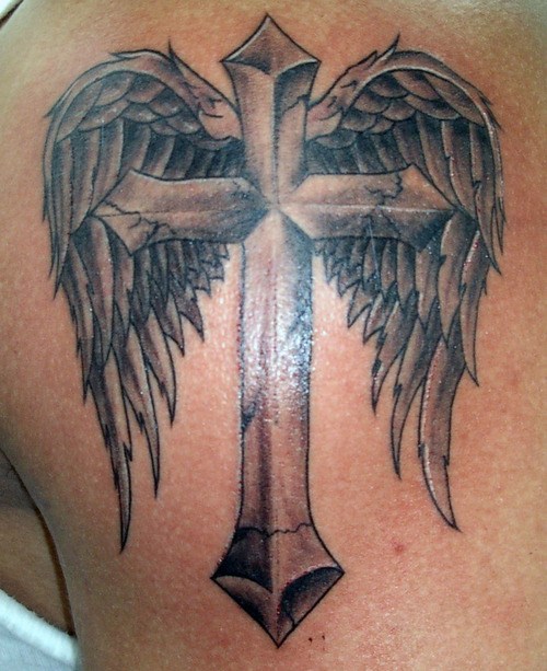 Cross Tattoo with Angel Wings