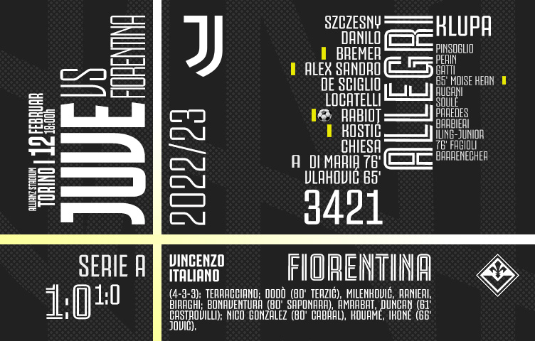 Serie A 2022/23 / 22. kolo / Juventus - Fiorentina 1:0 (1:0)