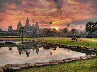 Angkor Wat, Cambodia during a sunset