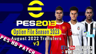 PES 2013 HD Patch Option File 2023 Transfers August v3