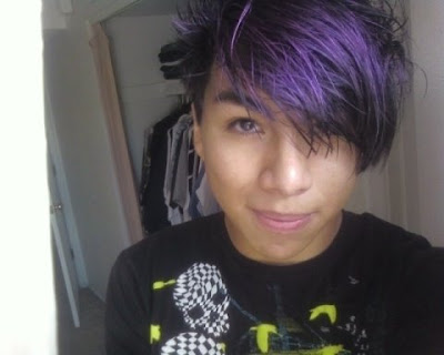 Emo guys purple hairstyle dye some color on your hair will look more 