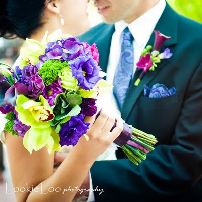 green blue and purple wedding cakes