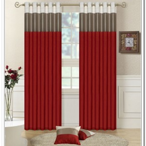 red and grey curtains with borders