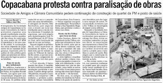 Copacabana Protesta Contra Paralisação de Obras