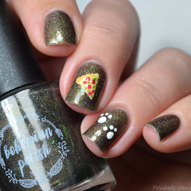 pizza cat themed nail art