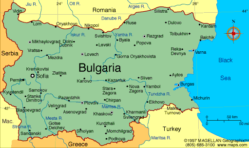 Bulgarie Carte Pays Département | Carte de Europe Ville ...