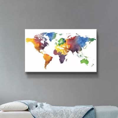 Bestselling watercolor World Map Silhouette  by  artist Irina Sztukowski