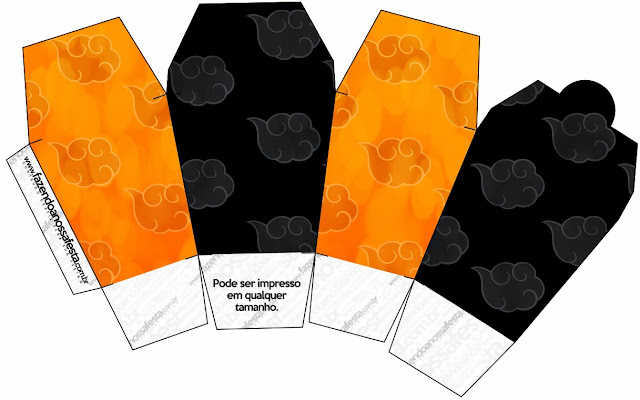 Orange and Black with Clouds Free Printable Chinese Take Away Box
