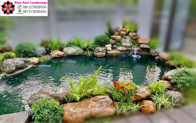 Risa Asri Landscape - Kolam Minimalis, Natural Koi Pond, Kolam Alami, Kolam Air Terjun/Mancur, Kolam Hias Batu Batuan