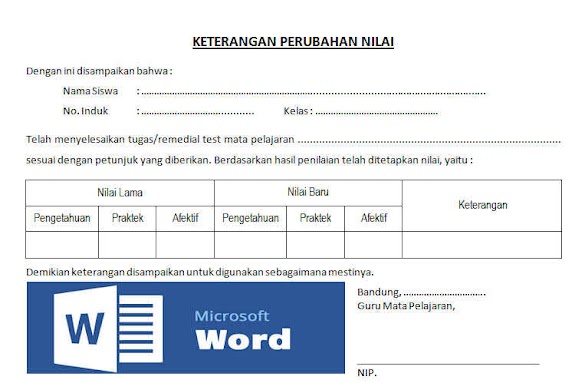 Contoh Format Perubahan Nilai Siswa Sesudah Remedial Ulangan Dan Ujian
Di Sekolah