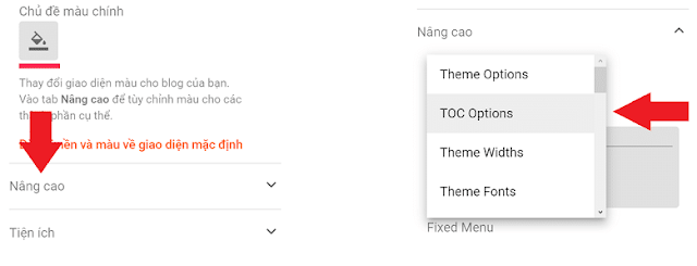 Tùy chỉnh TOC options