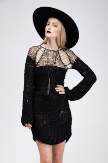 Model from Sisters of the Black Moon in Morph Knitwear's Khaos dress