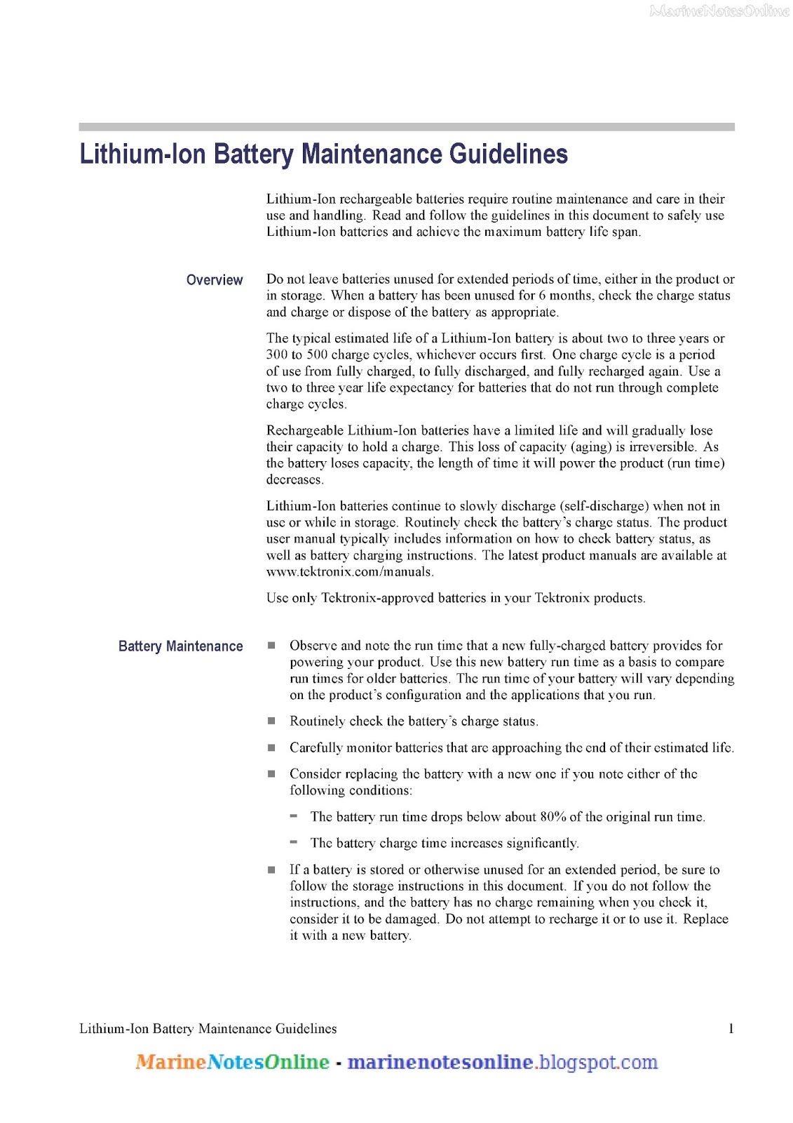 Lithium-Ion Battery Maintenance Guidelines ~ Marine Notes