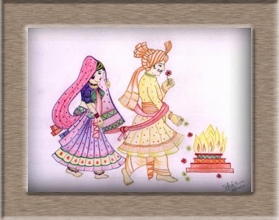 Indian Wedding Ceremony on By Megha Chhatbar  Color Pencil Drawing  Indian Marriage Ceremony