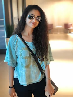 Keerthy Suresh in Blue Color T-Shirt with Cute Smile for SIIMA Awards 2019