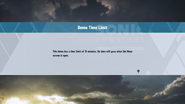 Sonic Frontiers Demo Time Limit 15 minutes warning