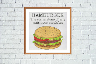 Pulp fiction cross stitch embroidery Hamburger quote