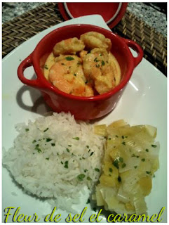 Crevettes curry coco en cocotte