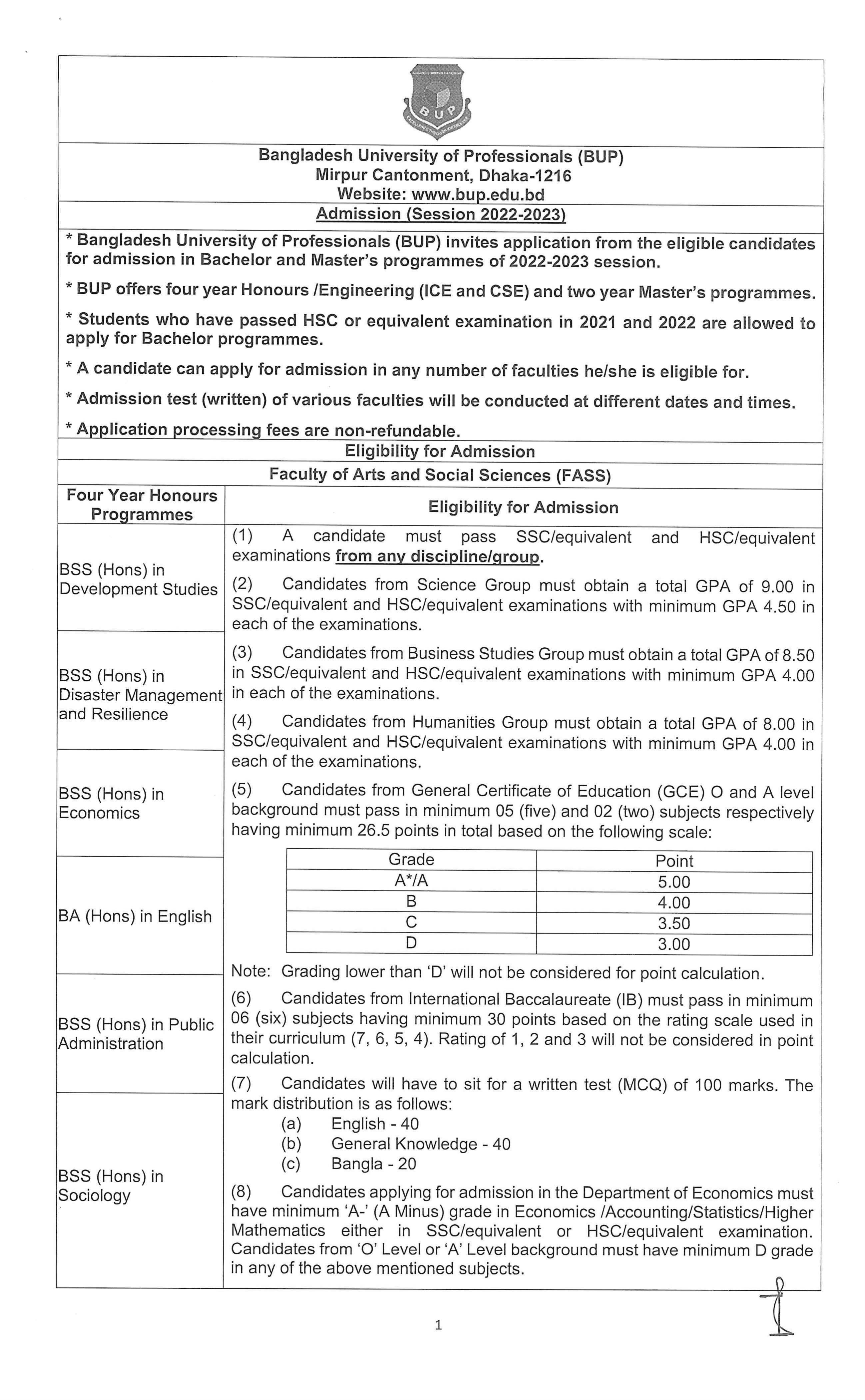 Bup Admission Circular 2022-2023 All Information | বিইউপি ভর্তি বিজ্ঞপ্তি ২০২২-২০২৩ PDF | বিইউপি ভর্তি পরীক্ষা ২০২৩ সার্কুলার