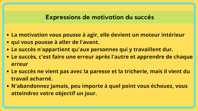 Expressions de motivation du succès