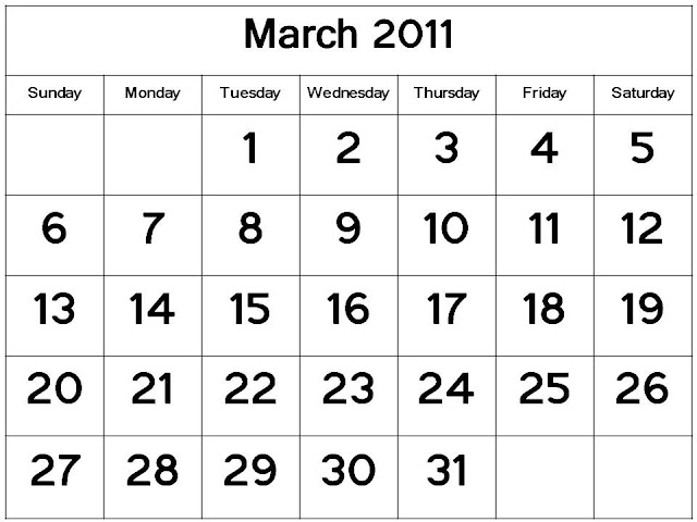 Free 2011 March Calendar