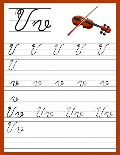 Cursive Tracing Guide: Letter V