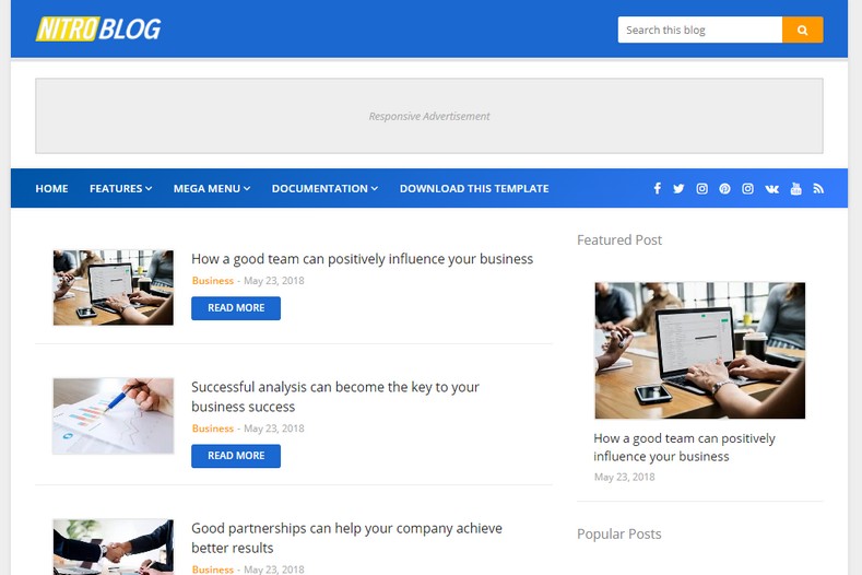 Nitro Blogger Template