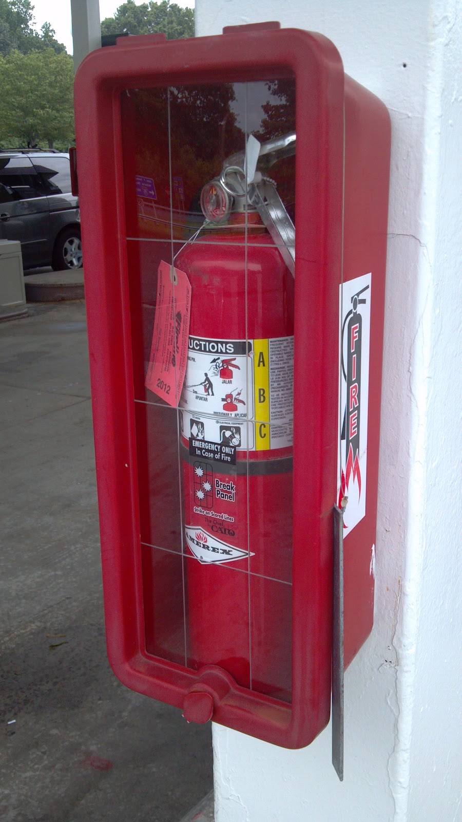 Fire extinguisher glass