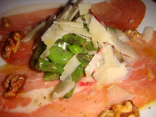 Prosciutto Americano with asparagus at Ten Tables, Cambridge, Mass.