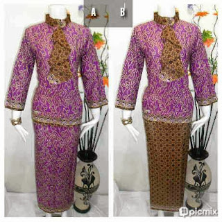 Baju Batik Setelan Rok Blouse Warna Ungu