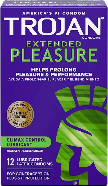 TROJAN Extended Pleasure Condoms - Climax Control for Extended Intimacy, 12-Pack