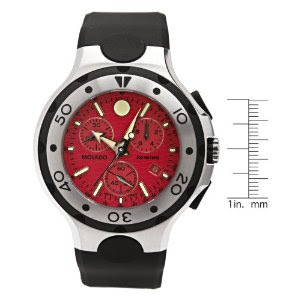 Movado Series 800 Black Thermoresin Strap Red Dial Chronograph Men's 2600026 Watch