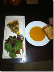 Frittata, soup and salad