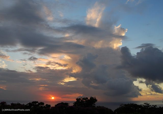 Rain squall at sunset