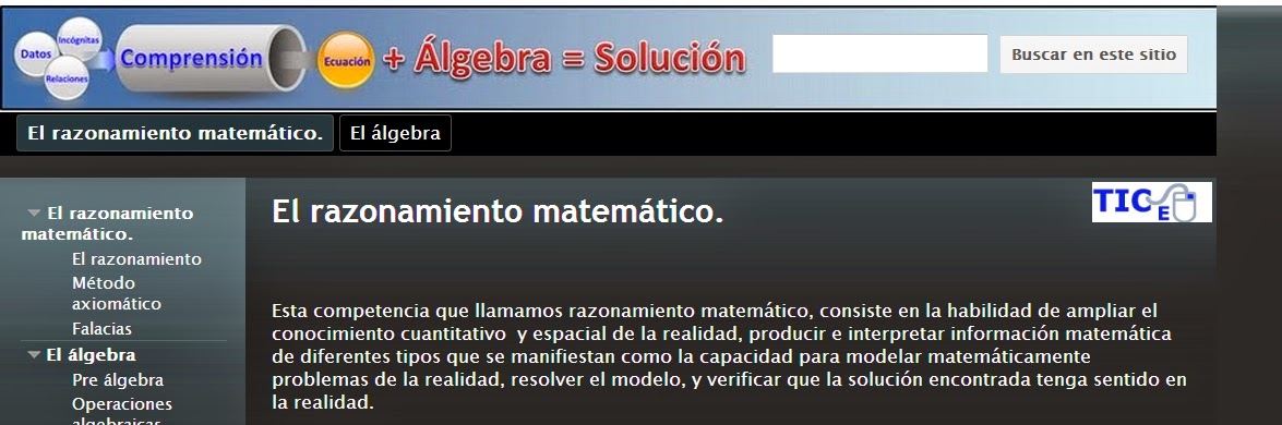  Página web con temas de álgebra