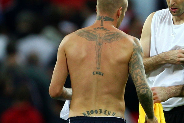 Celebrity Tattoo Ideas for Men David Beckham Angel Tattoo
